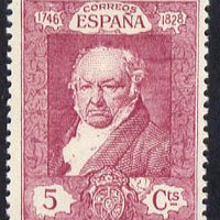 Spain 1930 Francisco Goya 5c bright mauve unmounted mint SG 556