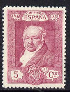Spain 1930 Francisco Goya 5c bright mauve unmounted mint SG 556