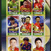 Somalia 2010 Chinese Table Tennis Stars - Male perf sheetlet containing 9 values fine cto used