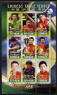 Somalia 2010 Chinese Table Tennis Stars - Male perf sheetlet containing 9 values fine cto used