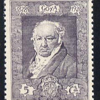 Spain 1930 Francisco Goya 5c slate-violet unmounted mint SG 557