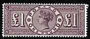 Great Britain 1884 £1 brown-lilac, a,'Maryland' perf 'unused' forgery, as SG 185/6 - the word Forgery is either handstamped or printed on the back and comes on a presentation card with descriptive notes