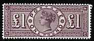 Great Britain 1884 £1 brown-lilac, a,'Maryland' perf 'unused' forgery, as SG 185/6 - the word Forgery is either handstamped or printed on the back and comes on a presentation card with descriptive notes