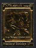 Staffa 1977 US Presidents Birthdays £8 (Washington & Lincoln) embossed in 22k gold foil from a limited printing (Rosen #415) unmounted mint
