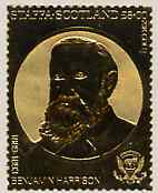 Staffa 1982 US Presidents £8 Benjamin Harrison embossed in 22k gold foil from a limited printing unmounted mint