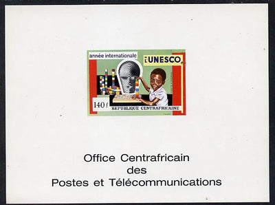 Central African Republic 1971 UNESCO 140f deluxe proof card in full issued colours (as SG 267)