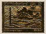 Staffa 1976 United Nations - UN Environmental Programme £6 value (showing Mountain) perf label embossed in 23 carat gold foil (Rosen #389) unmounted mint