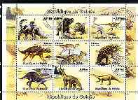 Guinea - Conakry 1998 Dinosaurs #1 perf sheetlet containing 9 values cto used