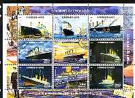Guinea - Conakry 1998 Events of the 20th Century - Titanic disaster perf sheetlet containing 9 values cto used