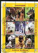 Niger Republic 1998 Animals of the World - Dogs perf sheetlet containing 9 values (each with Scouts Logo) cto used