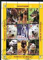 Niger Republic 1998 Animals of the World - Dogs perf sheetlet containing 9 values (each with Scouts Logo) cto used