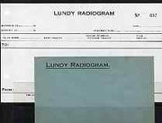 Cinderella - Lundy 19?? Radiogram form (unused),plus special envelope both inscribed 'Lundy Radiogram' rare