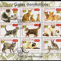 St Thomas & Prince Islands 2004 Domestic Cats perf sheetlet containing 9 values cto used