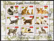 St Thomas & Prince Islands 2004 Domestic Cats perf sheetlet containing 9 values cto used