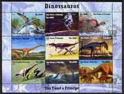 St Thomas & Prince Islands 2004 Dinosaurs perf sheetlet containing 9 values cto used