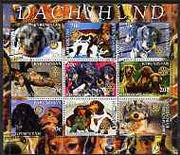 Kyrgyzstan 2004 Dogs - Dachshunds perf sheetlet containing 9 values each with Rotary Logo, cto used