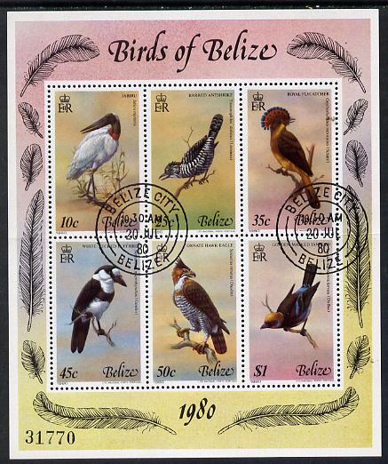 Belize 1980 Birds (4th series) perf sheetlet containing the set of 6 fine cto used, SG MS 561a