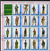 Ajman 1972 Military Uniforms #1 complete perf set of 19 values cto used, Mi 1774-92A