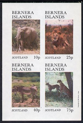 Bernera 1981 Animals (Elephant, Lion. Zebra) imperf set of 4 values (imprint in outer margin) unmounted mint