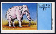 Staffa 1982 Asiatic Elephant imperf souvenir sheet (£1 value) unmounted mint
