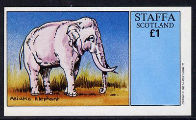 Staffa 1982 Asiatic Elephant imperf souvenir sheet (£1 value) unmounted mint