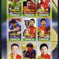 Somalia 2010 Chinese Table Tennis Stars - Male perf sheetlet containing 9 values unmounted mint