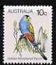 Australia 1980-82 Golden-Shouldered Parrot 10c (P12.5) from 2nd Birds def set, unmounted mint, SG 734