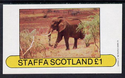 Staffa 1982 Elephant imperf souvenir sheet (£1 value) unmounted mint