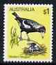 Australia 1980-82 Black-backed Magpie $1 from 2nd Birds def set unmounted mint, SG 740*
