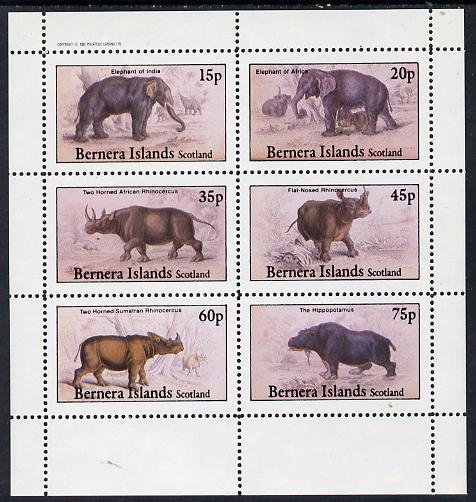 Bernera 1982 Animals (Elephants, Hippo etc) perf set of 6 values (15p to 75p) unmounted mint