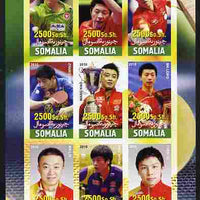 Somalia 2010 Chinese Table Tennis Stars - Male imperf sheetlet containing 9 values unmounted mint