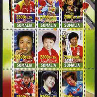 Somalia 2010 Chinese Table Tennis Stars - Female perf sheetlet containing 9 values unmounted mint