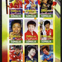 Somalia 2010 Chinese Table Tennis Stars - Female imperf sheetlet containing 9 values unmounted mint