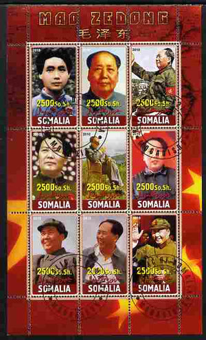 Somalia 2010 Mao Tse Tung perf sheetlet containing 9 values fine cto used