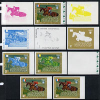 Equatorial Guinea 1972 Munich Olympics (5th series) 3-Day Eventing 2pts (D'Oriola on Ali Baba) set of 11 imperf progressive proofs comprising the 6 individual colours plus composites of 2, 3, 4, 5 and all 6 colours, a superb group……Details Below