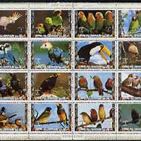 Umm Al Qiwain 1972 Exotic Birds #2 sheetlet containing 16 values unmounted mint (Mi 1402-17A)