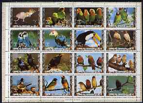 Umm Al Qiwain 1972 Exotic Birds #2 sheetlet containing 16 values unmounted mint (Mi 1402-17A)