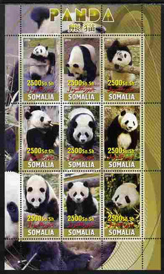 Somalia 2010 Pandas perf sheetlet containing 9 values unmounted mint