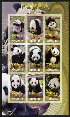 Somalia 2010 Pandas imperf sheetlet containing 9 values unmounted mint