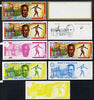 Equatorial Guinea 1972 Munich Olympics (2nd series) Past Champions 5pts (R Johnson) set of 9 imperf progressive proofs comprising the 5 individual colours plus composites of 2, 3, 4 and all 5 colours, a superb and important group unmounted mint (as Mi 84)
