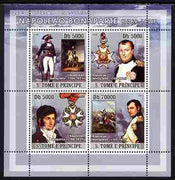 St Thomas & Prince Islands 2008 Napoleon Bonaparte perf sheetlet containing 4 values unmounted mint