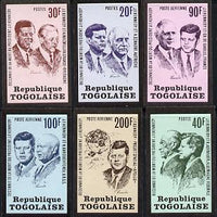 Togo 1973 Tenth Death Anniversary of Kennedy imperf set of 6 from limited printing unmounted mint, SG 966-71var