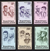 Togo 1973 Tenth Death Anniversary of Kennedy imperf set of 6 from limited printing unmounted mint, SG 966-71var
