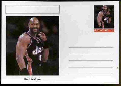 Palatine (Fantasy) Personalities - Karl Malone (basketball) postal stationery card unused and fine