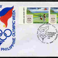Philippines 1988 Golfing 8p imperf pair on illustrated cover with first day cancel, as SG 2095B