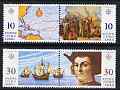 Cyprus 1992 Europa - 500th Anniversary of discovery of America by Columbus perf set of 4 (2 se-tenant pairs) unmounted mint, SG 818-21