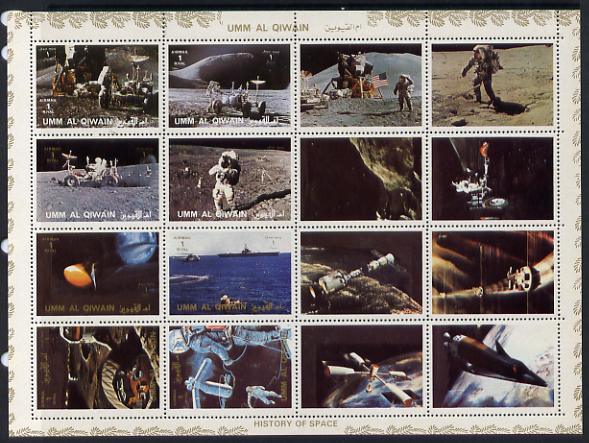 Umm Al Qiwain 1972 History of Space #2 sheetlet containing 8 values plus 8 labels unmounted mint, Mi 1194-1201A