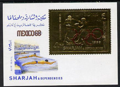 Sharjah 1968 Olympic Games 4r m/sheet (Boxing & Swimming) without gum, Mi BL 46