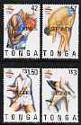 Tonga 1992 Barcelona Olympic Games perf set of 4 each opt'd SPECIMEN unmounted mint, as SG 1177-80