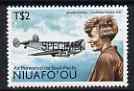 Tonga - Niuafo'ou 1987 Amelia Earhart 2p (from Air Pioneers set) opt'd SPECIMEN unmounted mint, as SG 102
